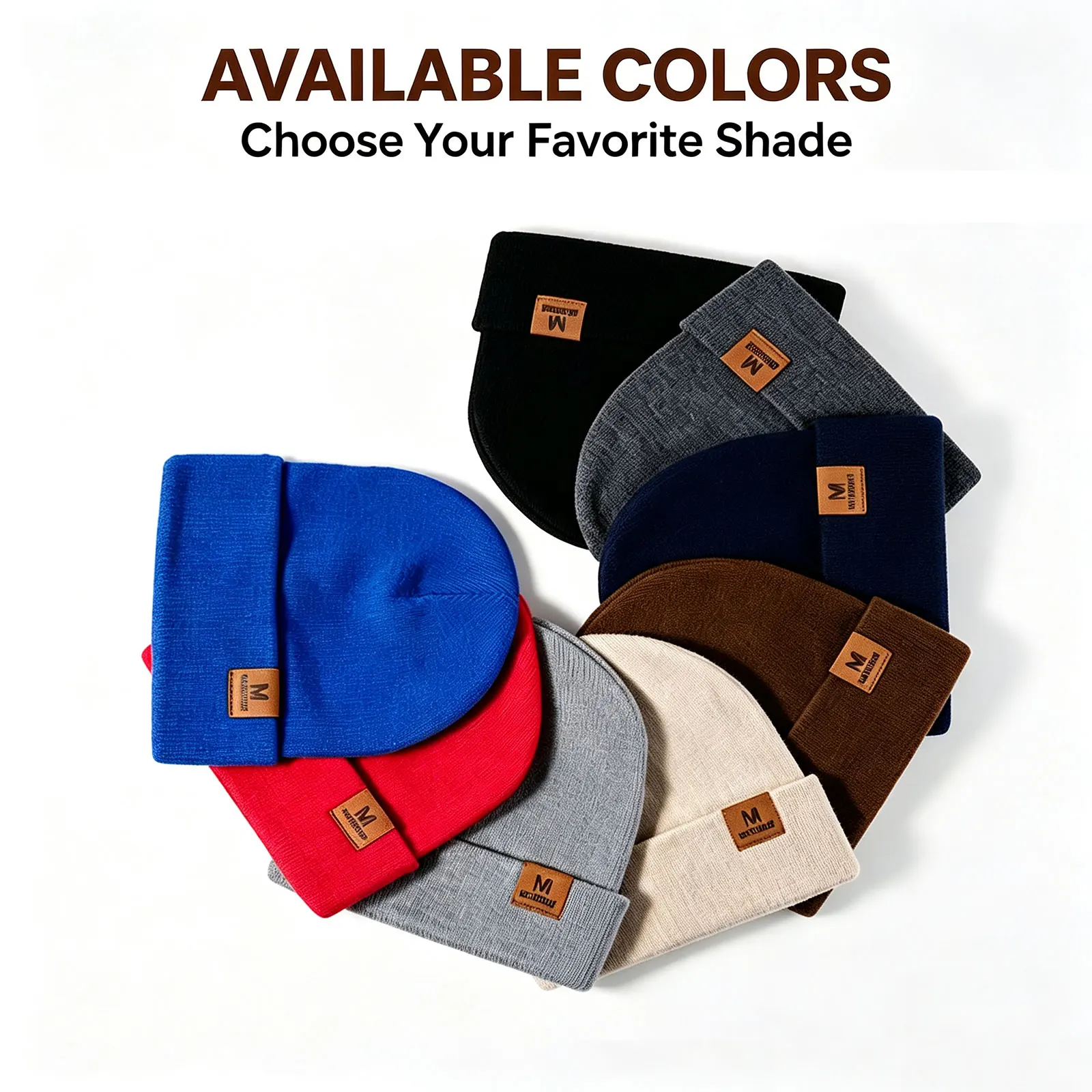 Knitted Beanie Hat for Men Women M‑Label Cuffed Winter Skull Cap Soft Warm Stretch Knit Beanie for Outdoor Daily Sports