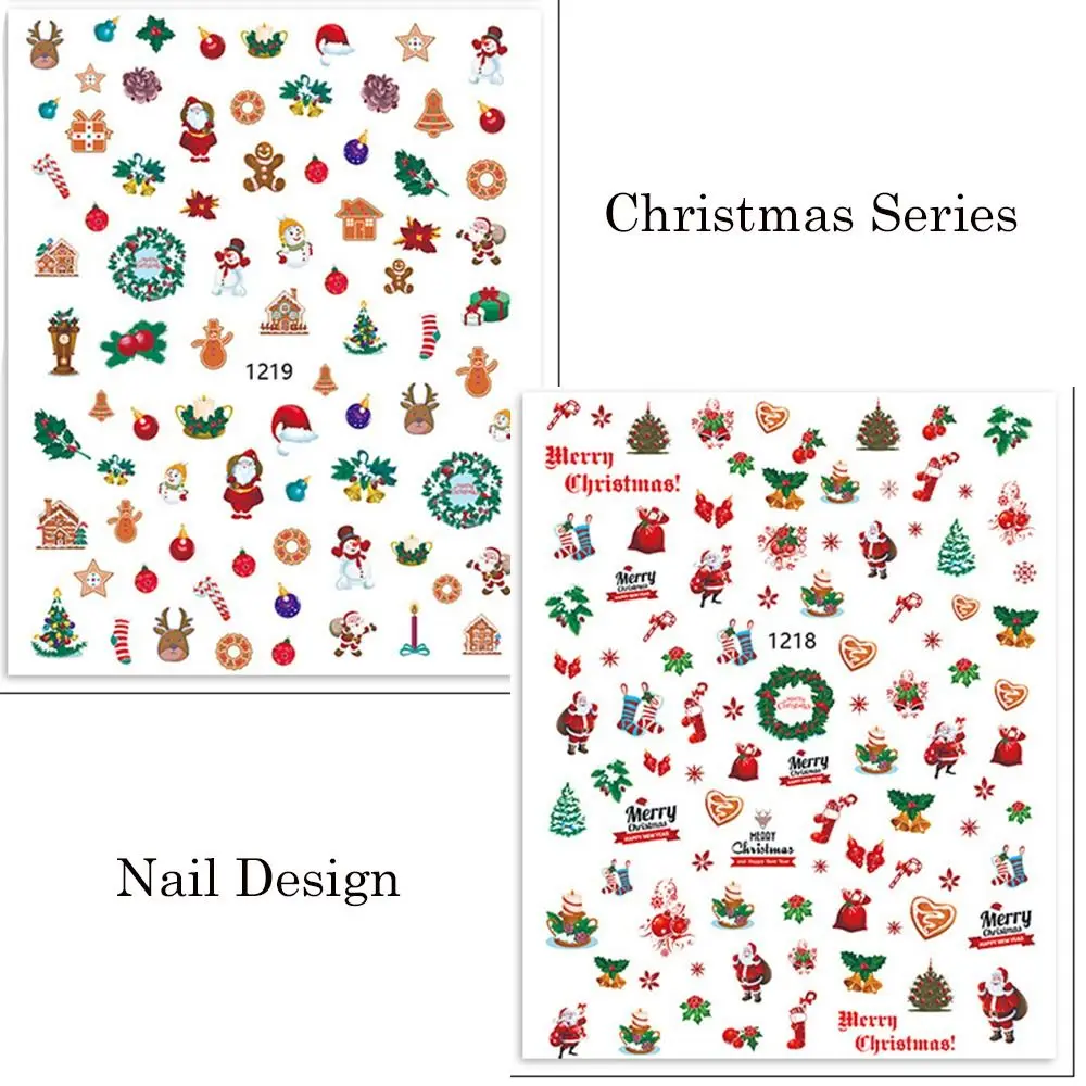 Elfo Nail Design Albero di Natale Fiocco di neve Salone per unghie Decorazione per unghie Decalcomanie di Capodanno Lamine per manicure Adesivi natalizi per nail art