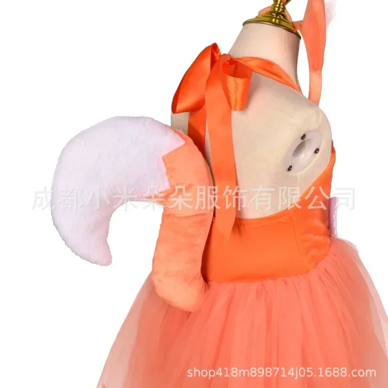 Cute Girls Halloween Fox Cosplay Costumes for Kids Animal Dress Up with Headband Tail Carnival Chrismas Cloth Purim