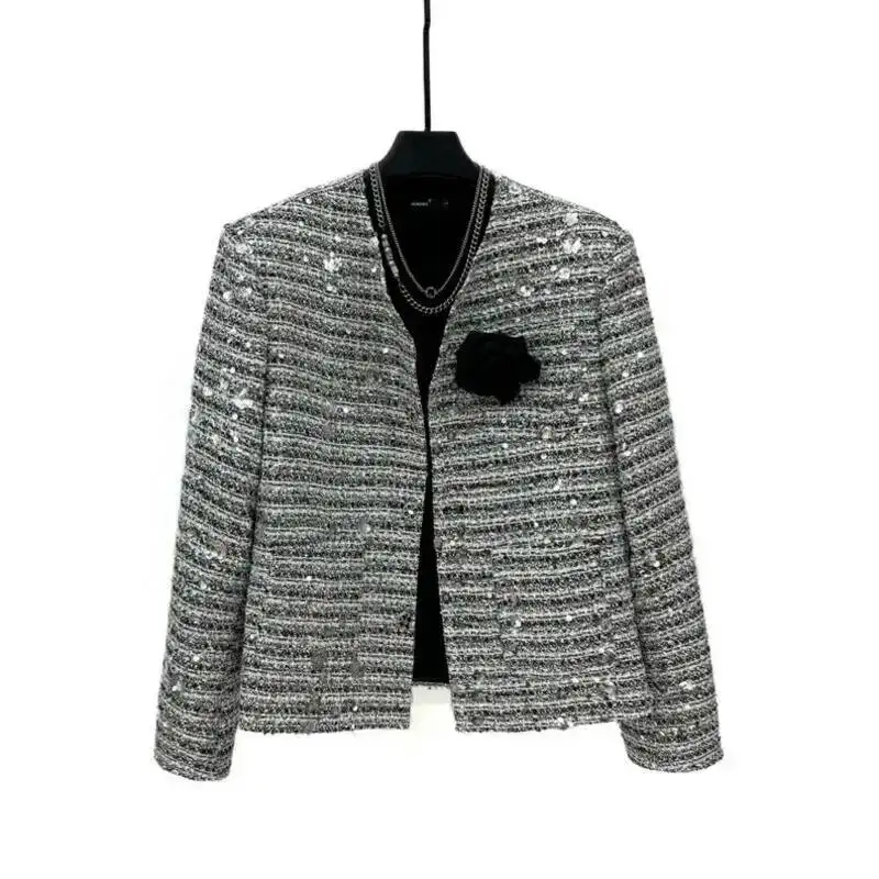 WVGA Short Coats Spring Autumn New Man Tide High Street Sequin Design Trendy Padded Shoulder Niche Chic Casual Jacket Ins W11088