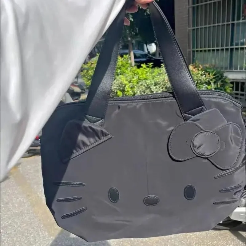 2024 New Black Hello Kitty One Shoulder Crossbody Bag Large Capacity Tote Bag Handheld Student Female Short Distance Travel Bag