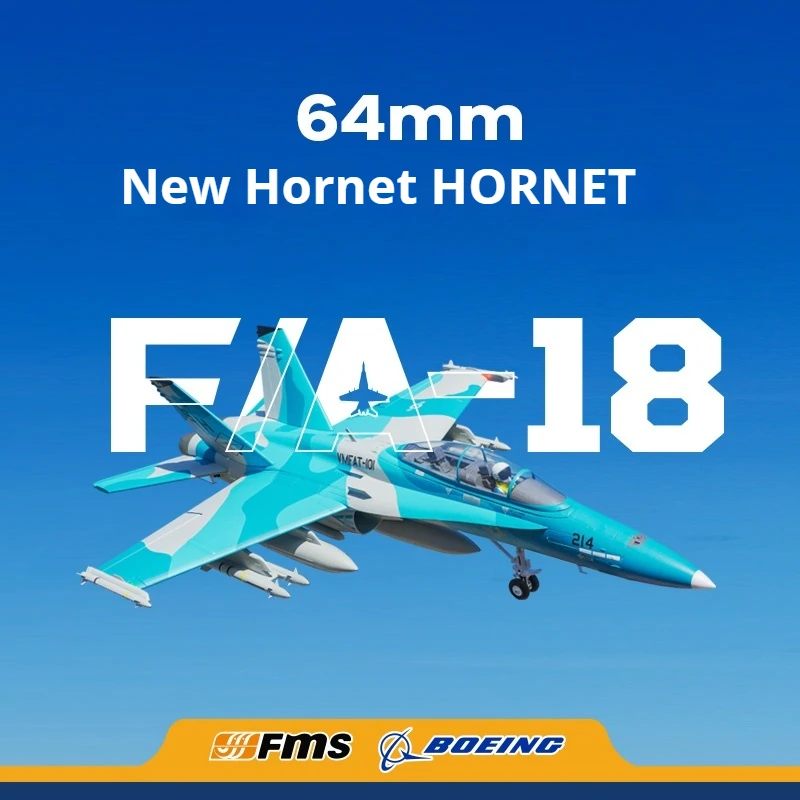 FMS New 64mm F-18 Simulated Electric Remote Control Aircraft Model Fixed-Wing Outdoor Performance High-Speed Assembly Model