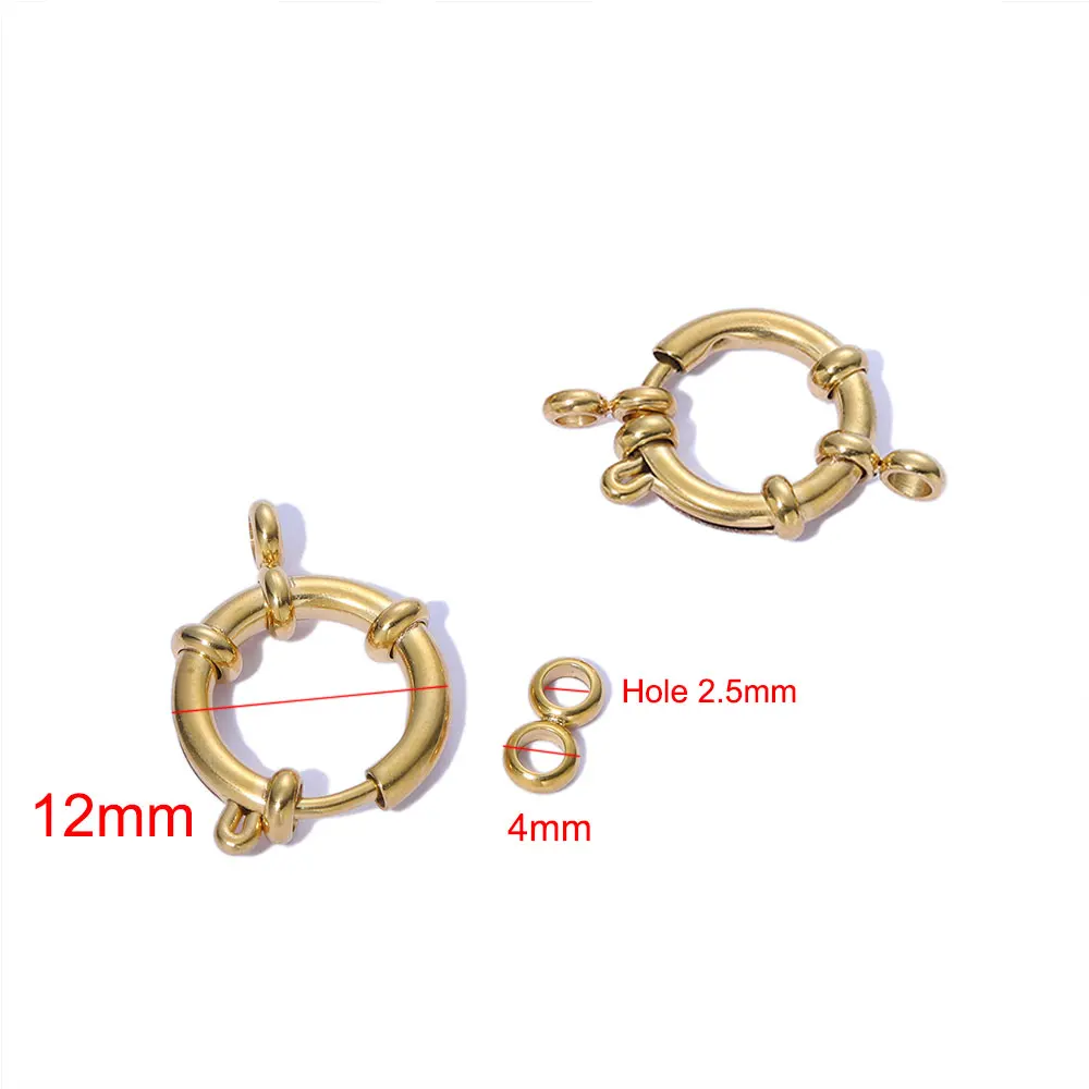 10 Stück 4 Stück Edelstahl Kreis Feder Knopfring Verschlüsse Haken Endverbinder für Armband Halskette DIY Schmuckherstellung Bulk