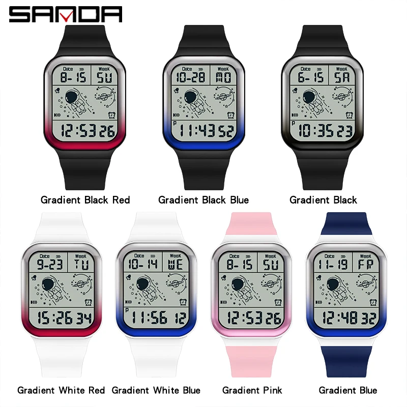 SANDA Brand Teenagers Student Watch Outdoor Sports LED Digital Timing Alarm Clock Calorie Waterproof Men's Lady Electronic Watch
