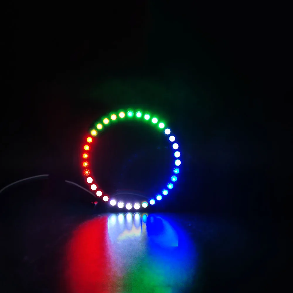 Anillo de píxeles LED WS2812B, Kit de controlador USB de 14 teclas, IC, direccionable individualmente, PCB Blanco/Negro, DC5V, 8, 16, 24, 35, 45led