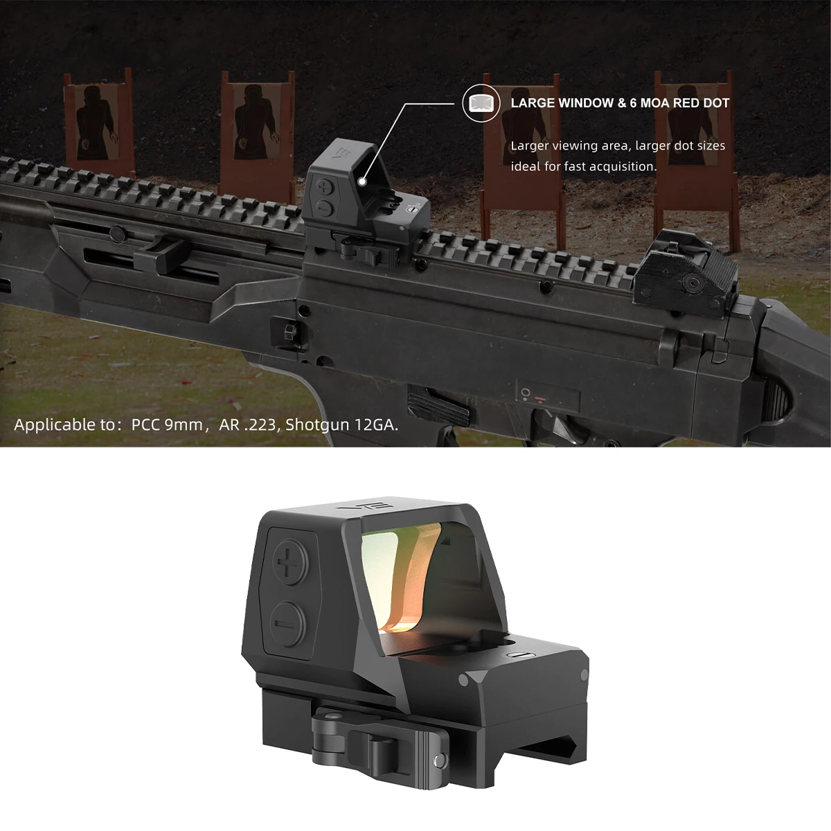 Vector Optics Frenzy Plus 1x22x32 6MOA Large Window Size Red Dot Sight With Quick Detach Picatinny Mount&Motion Sensor