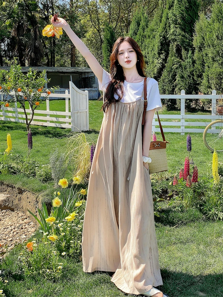 Laid-ba Sle Wide Leg Jumpsuit Women's Summer 2025 New Loose Casual High Waist Long Pants Thin Material Online Exclusive