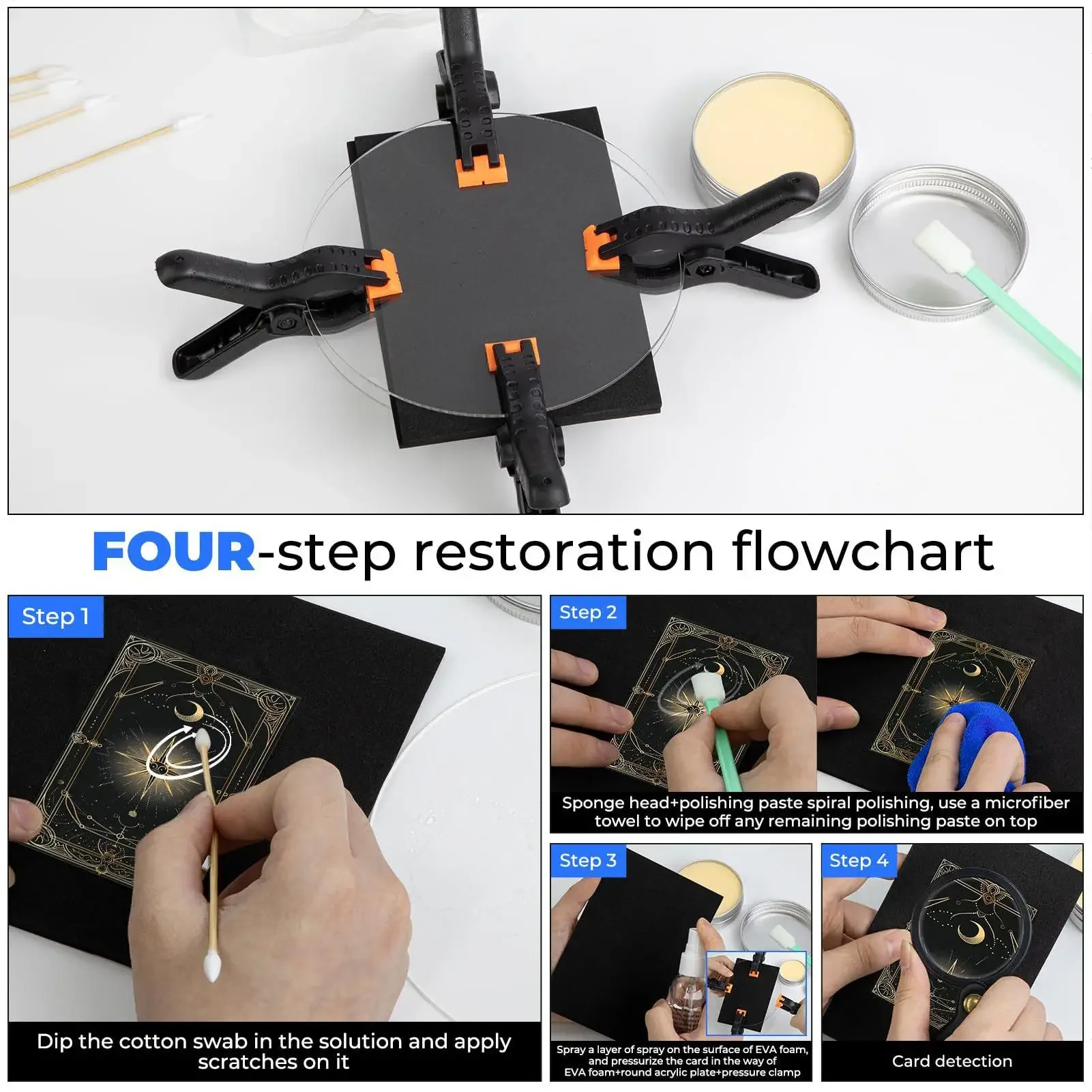 Card Polishing Kit Cleaning Tools for Collector Trading Card Tools Restoration for Tournament League Home Office Apartment Daily