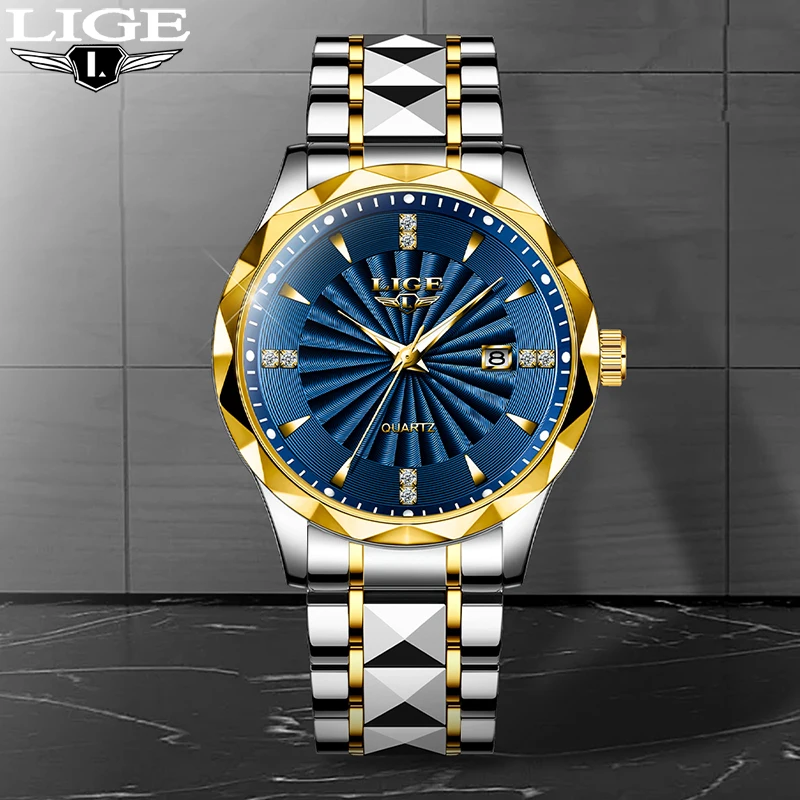 LIGE Top Brand Quartz Man Watch Business Gentleman Waterproof Auto Date Watches for Men Luminous Casual Simple Fashion Clock+Box