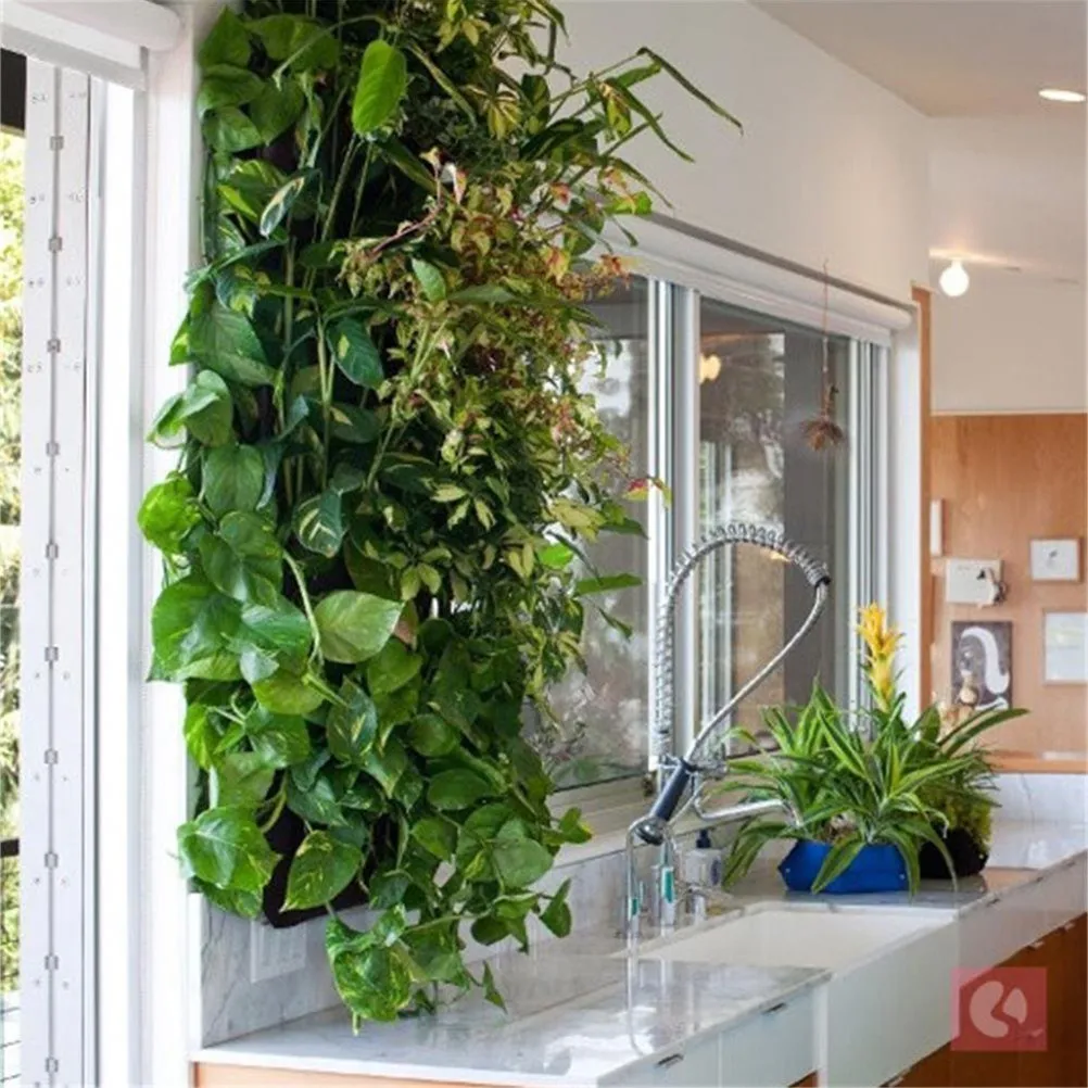 1 unidad de bolsa vertical de fieltro para plantas de pared con 12 compartimentos, para cultivo en interiores y exteriores en espacios pequeños, para hierbas, vegetales y suculentas