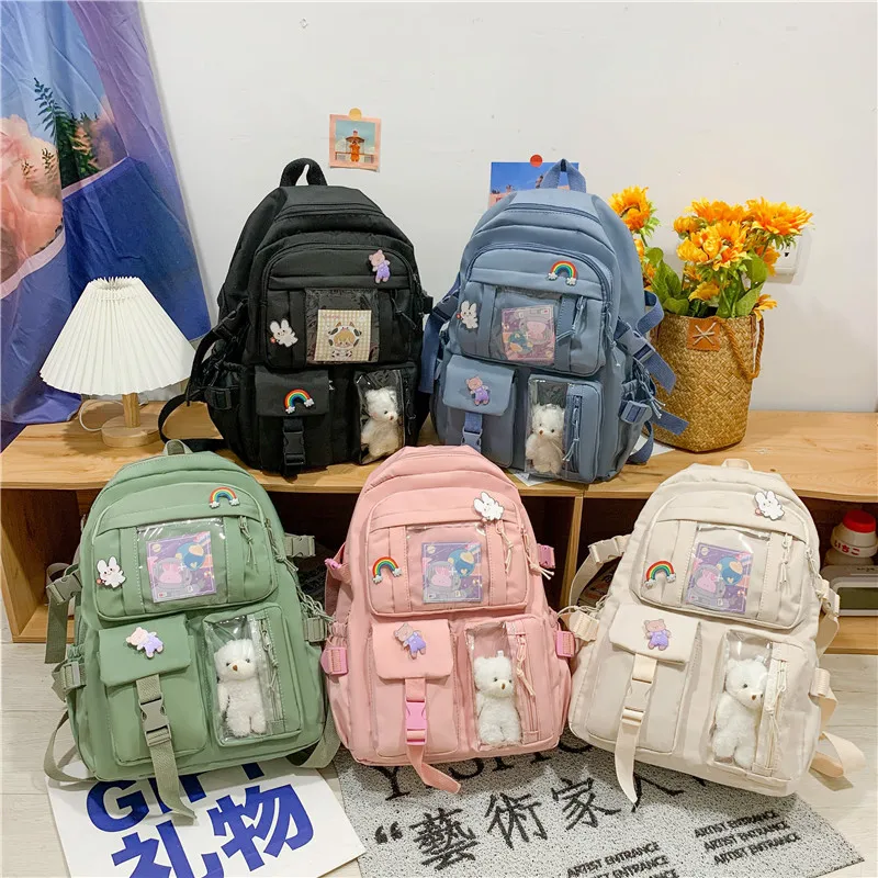 

Retro Cartoon fashion backpack women cute casual backpack Harajuku Trend students backpack Nylon Fabric Waterproof school bag