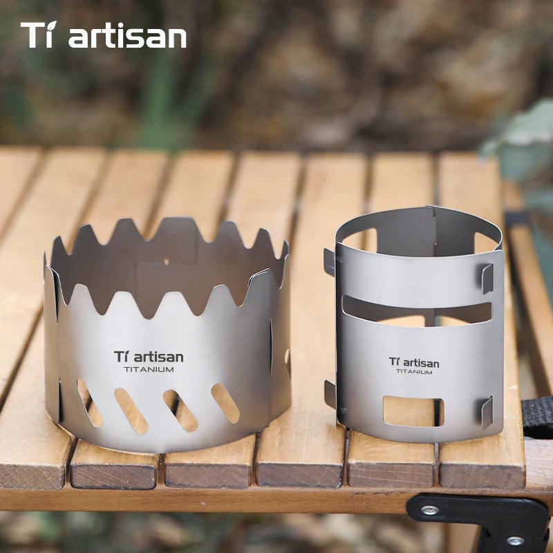 Tiartisan Titanium Wind Shield for Mini Alcohol Stove Outdoor Backpack Quick-Fold Portable Stove Windscreen With Storage Pouch
