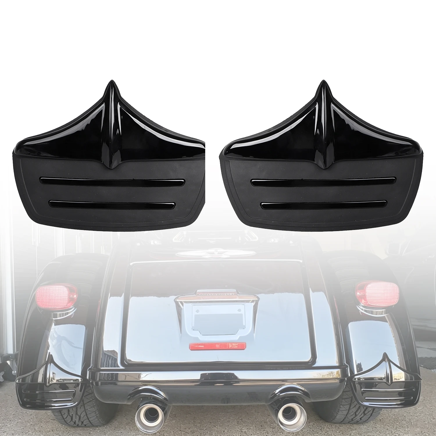 Motorcycle For Harley Left Right Black Metal Rear Fender Accents Mud Flap Tri Street Glide FLHXXX FLHTCUTG Accessories