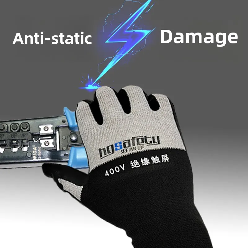 

1 Pair 400V Low Voltage Insulated Rubber Gloves 380V Live Line Work Safety Gloves Touchscreen Ultra-Thin Nitrile Anti-Shock