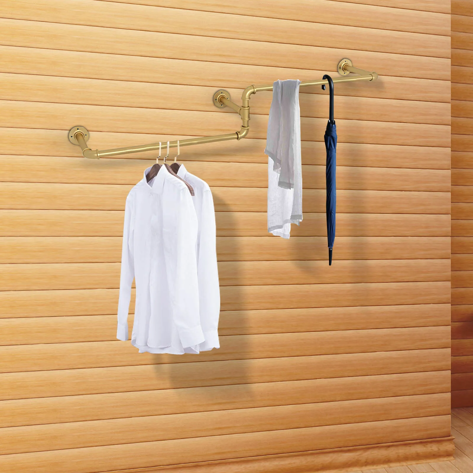 Multi-purpose Wall Mounted Clothes Rack Gold For Laundry Room Entryway Bedroom