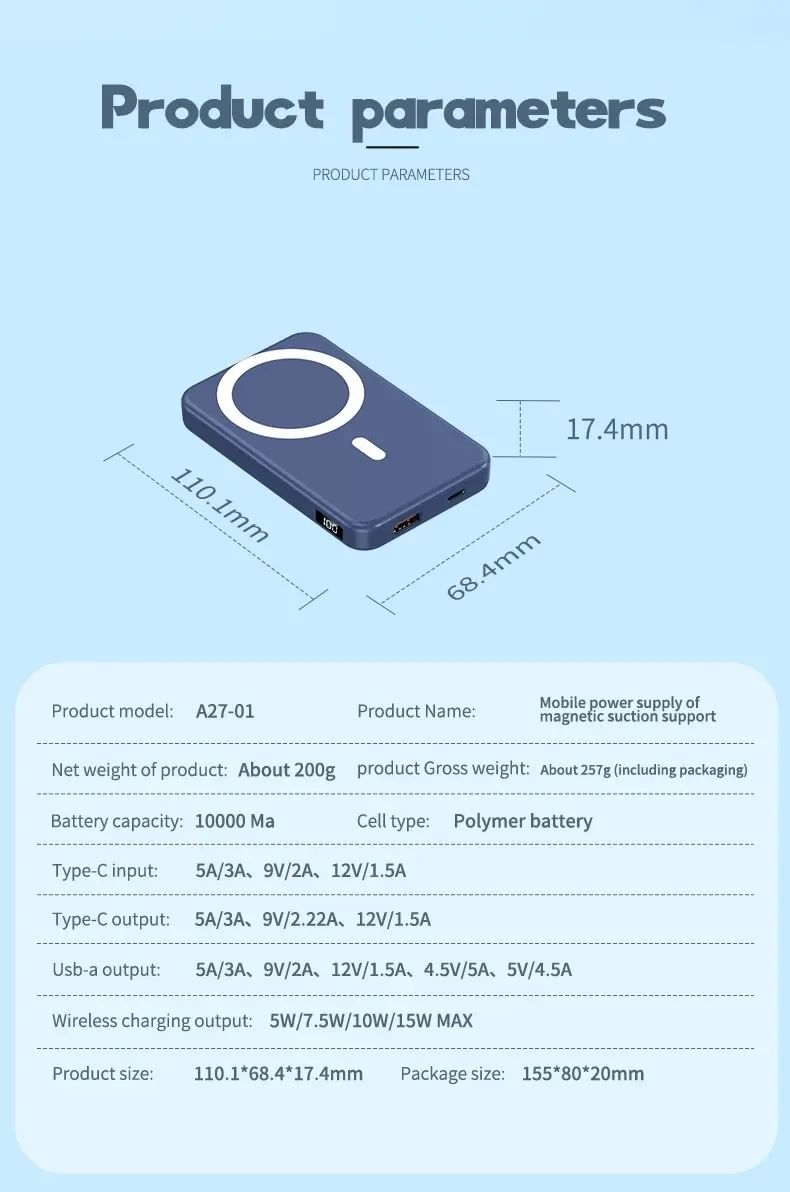 Banque d'alimentation magnétique sans fil avec support pliable, batterie auxiliaire externe portable, Magsafe, iPhone, Samsung, 10000mAh, 5000mAh