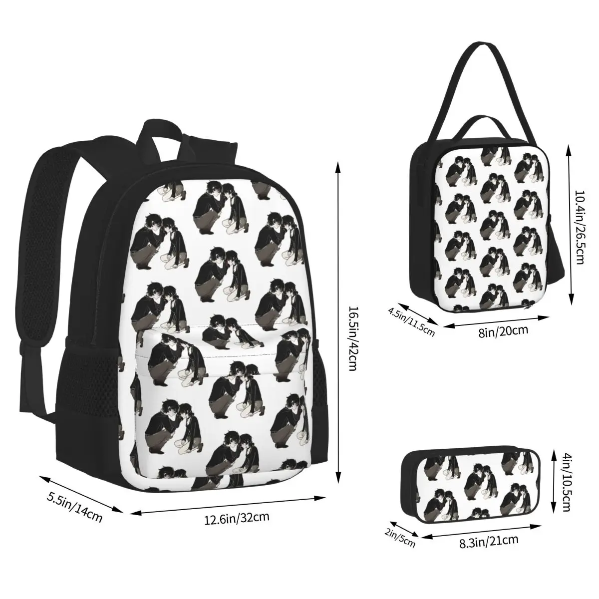 Ashley And Andrew The Coffin Of Andy And Leyley Backpacks BoyGirl Bookbag School Bags Rucksack Lunch Bag Pen Bag Three-Piece Set