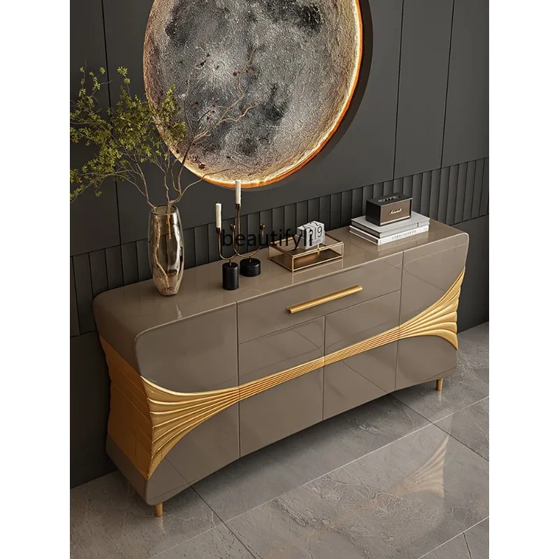 M71 Italian Entrance Cabinet Light Luxury Sideboard Cabinet Locker Mid-Ancient Hall Solid Wood Multi-Layer Board Home Shoe Cabin