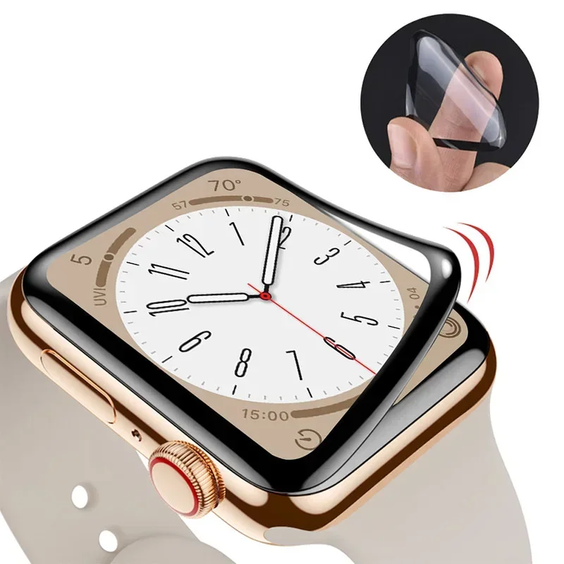Screen Protector For Apple Watch series 9 8 7 45mm 41mm Accessories Soft Glass 9D HD Full Film iWatch 6 5 3 se 44mm 40mm 42 38mm image 3