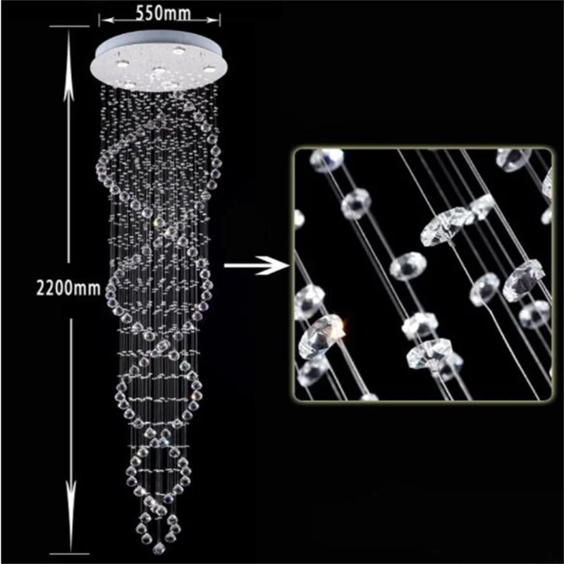 Imagem -05 - Moderno Led Dupla Espiral Iluminação Lustre de Cristal para Foyer Escada Quarto Hotel Hallceiling Suspensão da Lâmpada