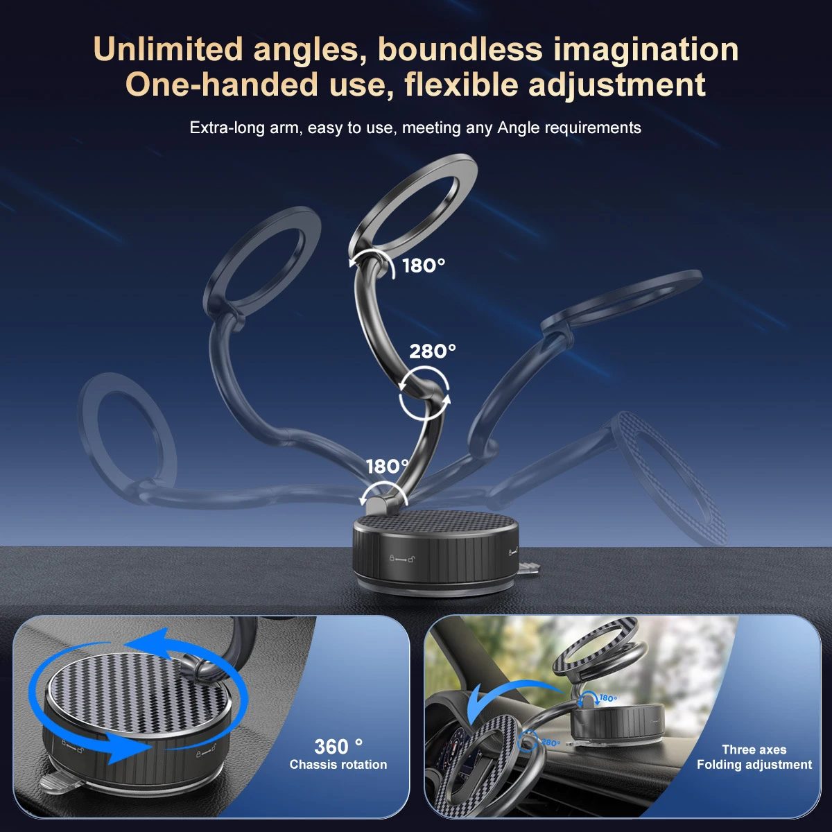 Vacuum Magnetic Phone Holder for Car Suction Cup Phone Mount for MagSafe 360 Rotatable Strong Magnet Rack for iPhone 17/16/15/14