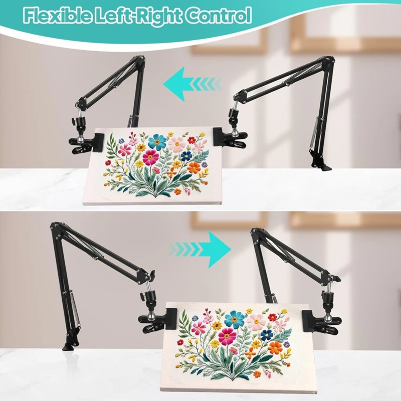 2Pc Adjustable Embroidery Hoop Holder Rotating Hoop Holder Folding For Embroidery Hoop,Needle Art Frame And Phone Holder