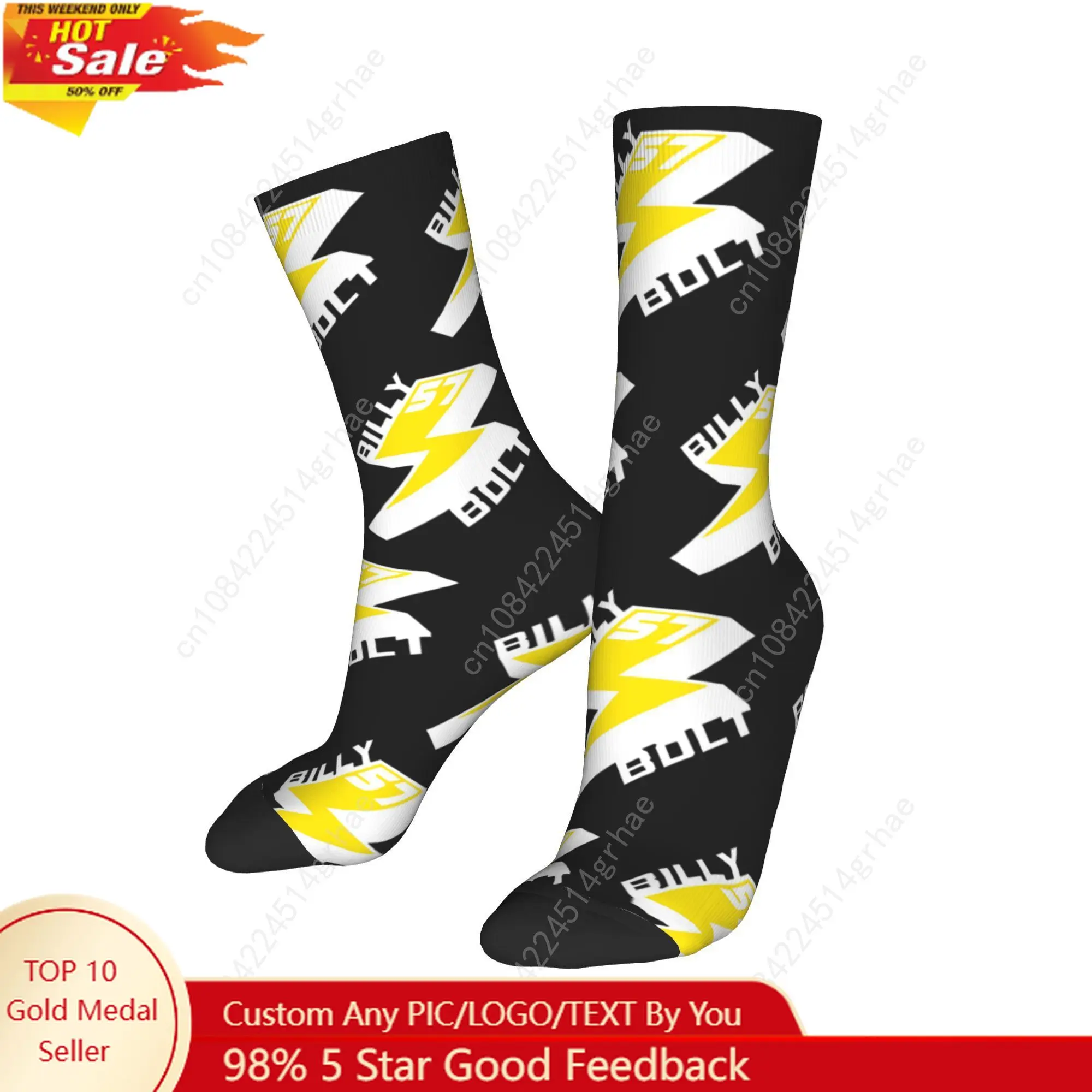 

Billy Bolt Socks Harajuku Sweat Absorbing Stockings All Season Long Socks Accessories for Man's Woman's Gifts