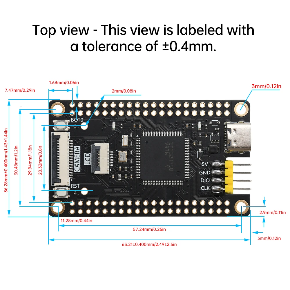 STM32H750VBT6 STM32H750 Development Board STM32 System Board M7 Core Board Type-C Interface With Pin Header