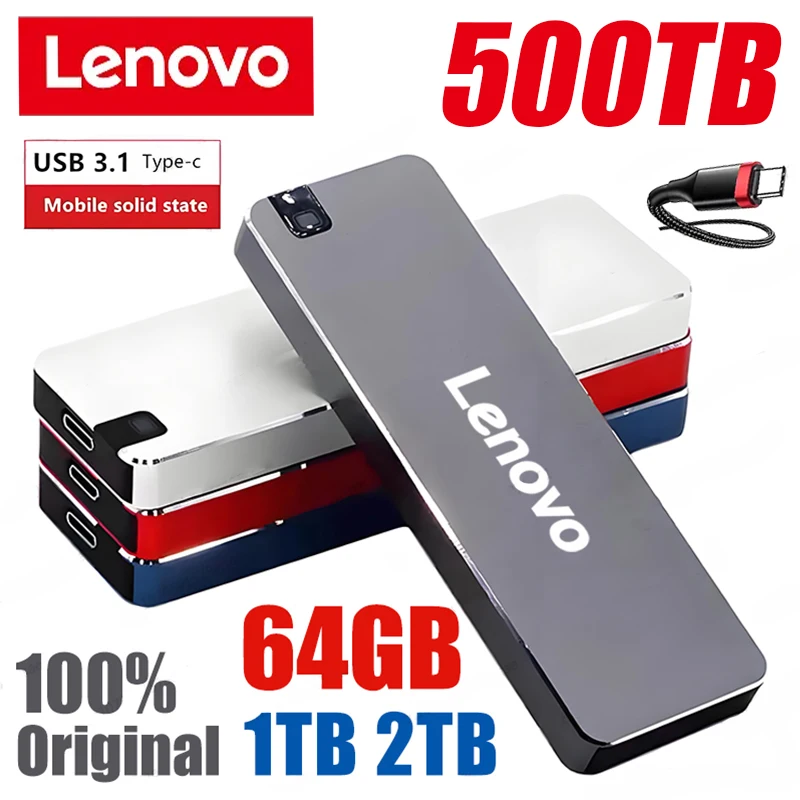 Lenovo 1TB External Hard Disk 2TB High-Speed Hard Drive USB3.1 Type-C Solid State Drive Storage Disks For Laptops/Desktop/Mac