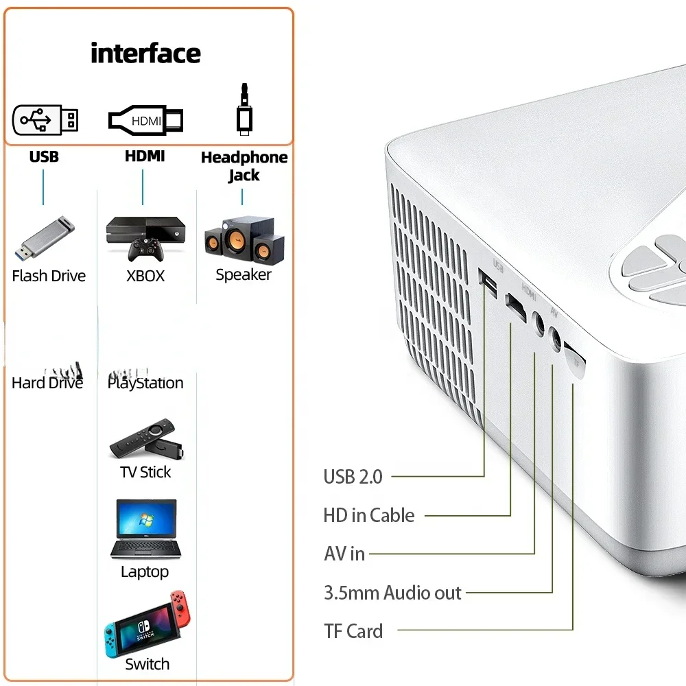 Hot SalesAUN AKEY8-Basic LED Projector Full HD Video Projector 6000 Lumens 4K Video Projector For Home Cinema