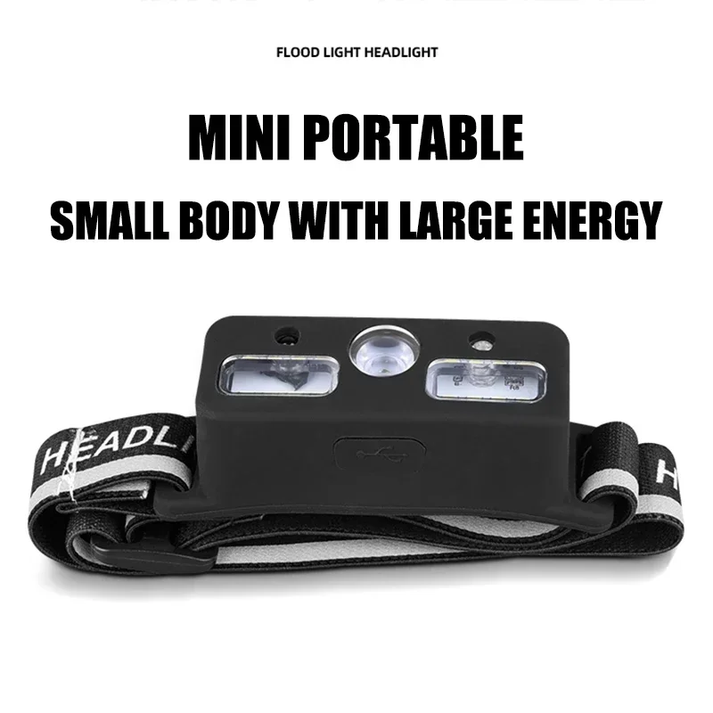 Mini LED Induction Headlamps Charging Headlight Camping Flashlight Led Head-Mounted Strong Light Fishing Portable Torch Lamp