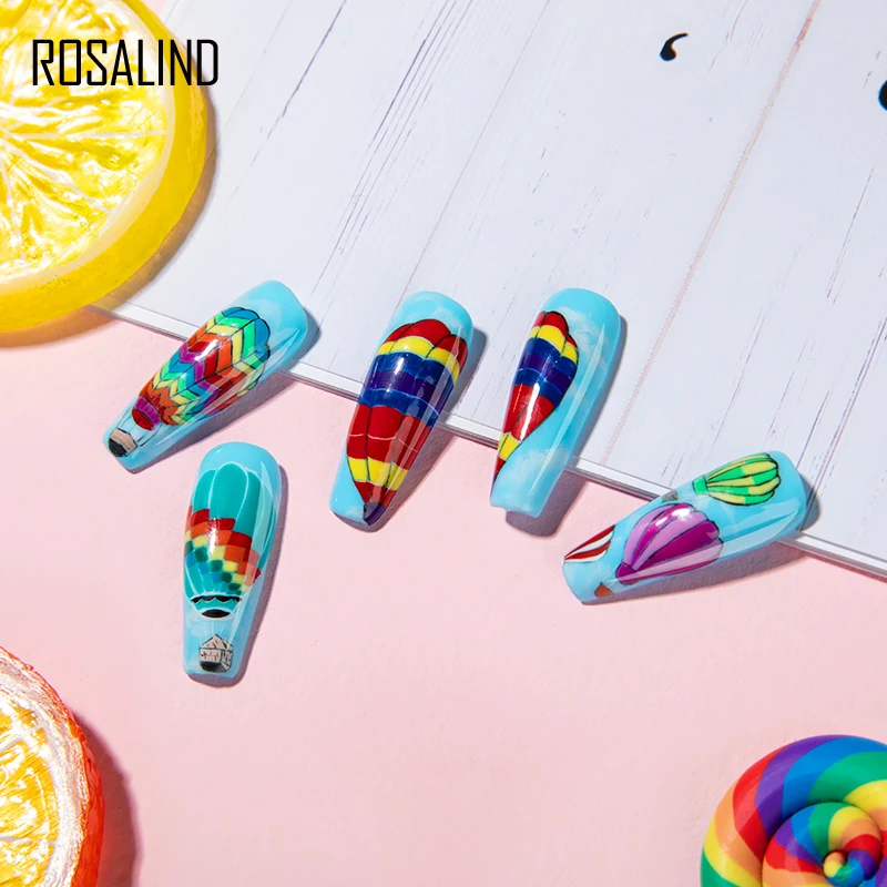 ROSALIND 7ml Gel Nail Polish Glass Bottle Matt Top Base Soak Off UV LED Nail Lacquer Rainbow Color Gel Varnish Semi Permanent