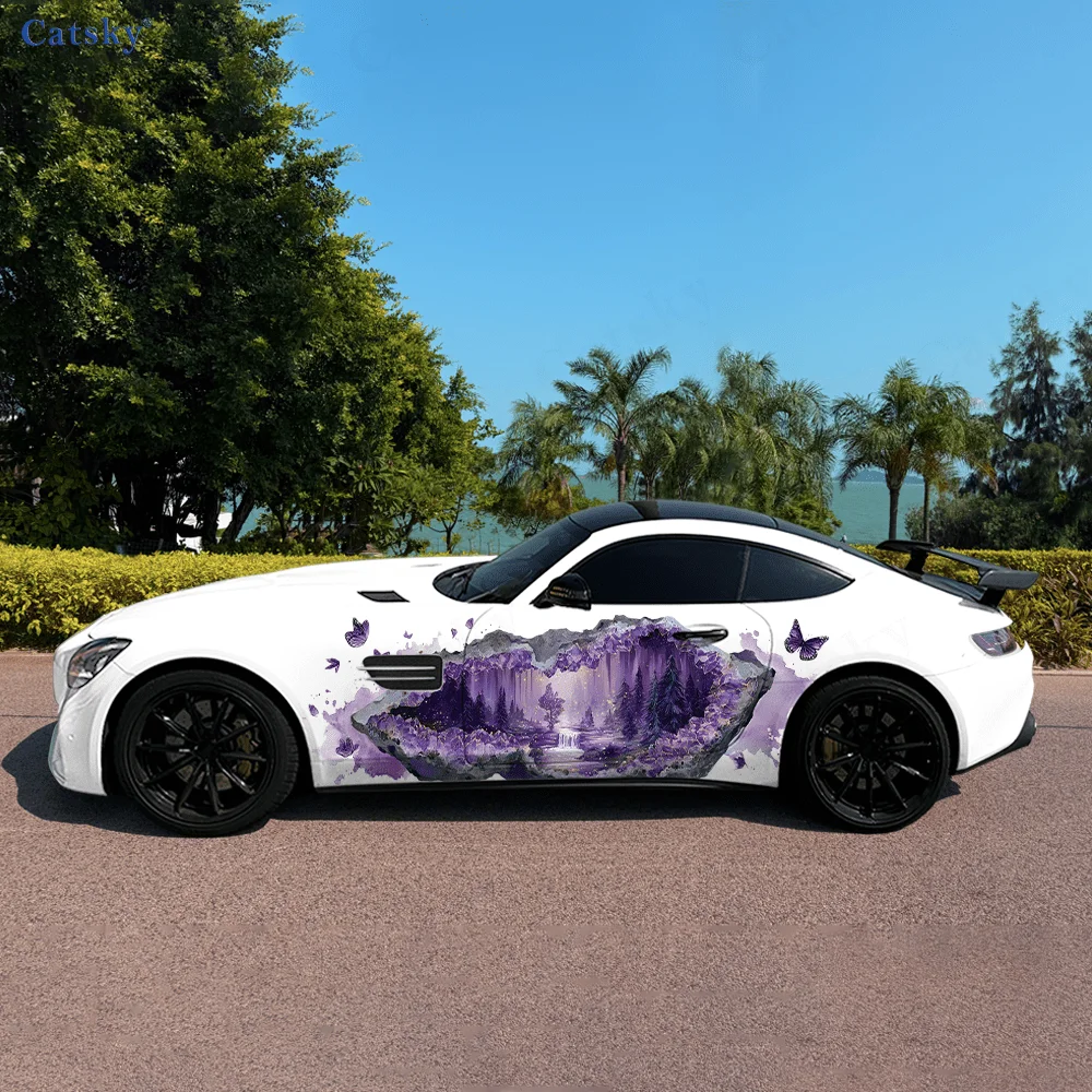 

Фиолетовый кристалл мечтательный мир боковая наклейка для автомобиля Декор, ПВХ водонепроницаемая устойчивая к царапинам наклейка, защита автомобиля, автоаксессуары в подарок