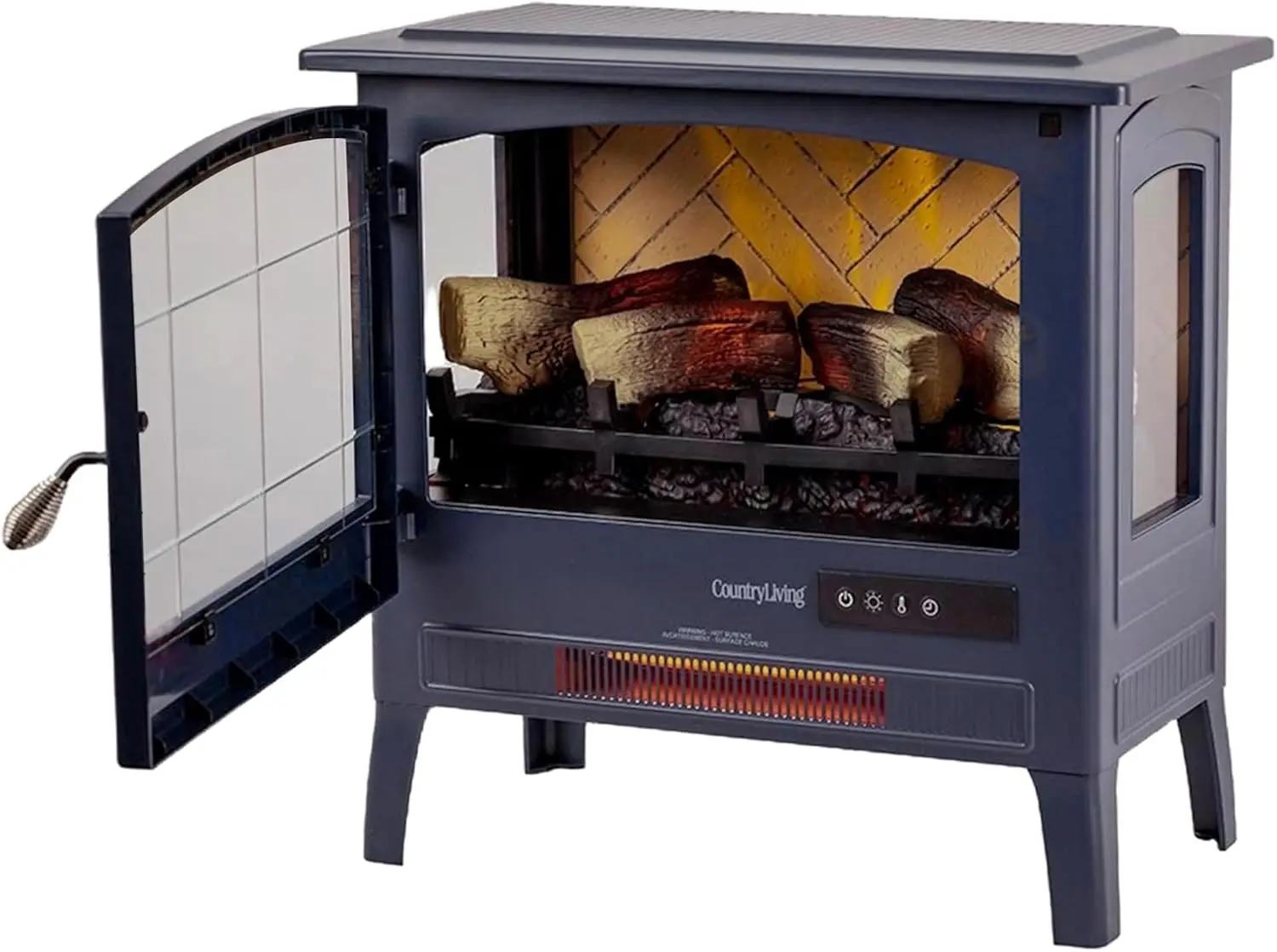 Electric Fireplace Stove in Navy Blue | Provides Supplemental Zone Heat