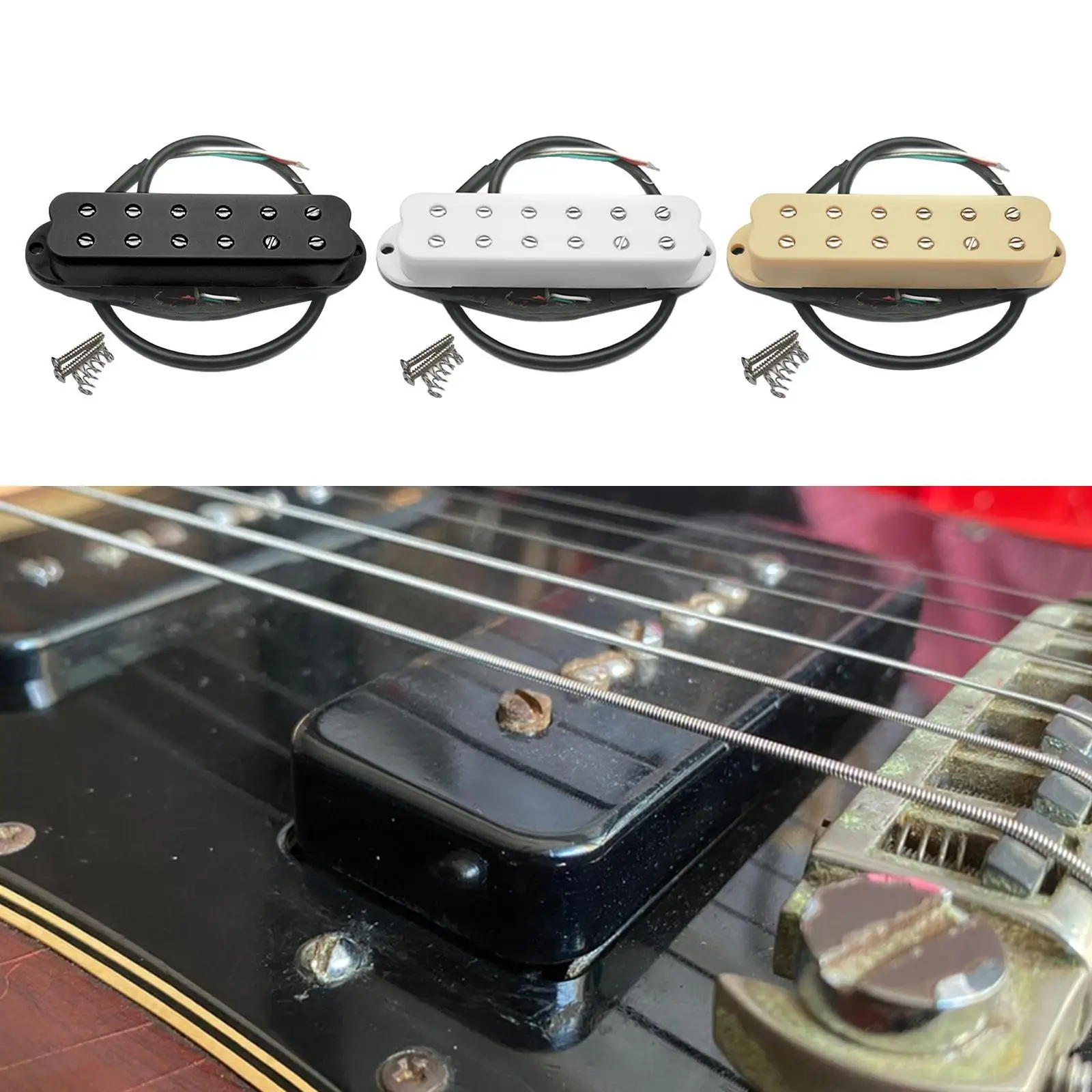 Single Coil Pickup, Universal Easy to Install Double Rails Pickup, Neck Bridge Pickup for Concert Show Stage