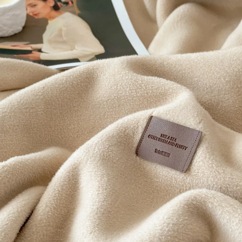 1 double-sided plush blanket winter imitation cashmere warm shawl office outdoor lunch break blanket