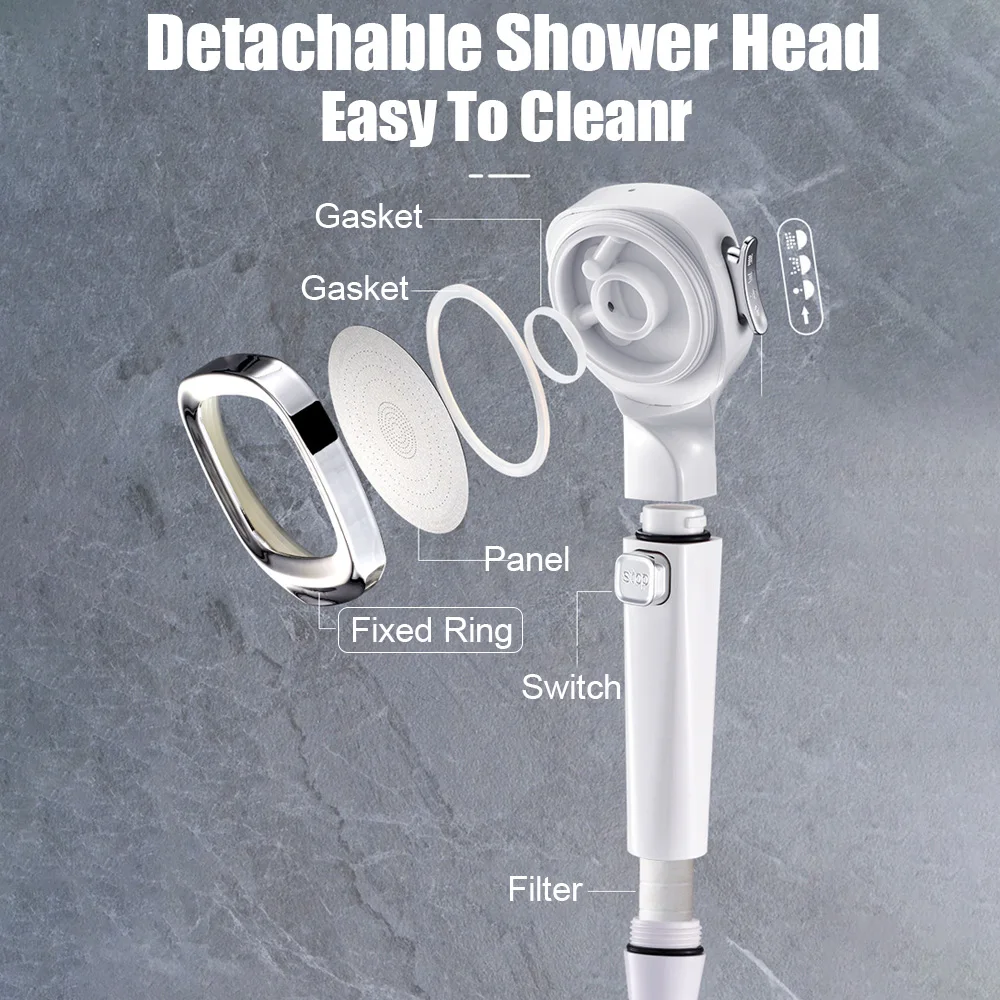 Bathroom supplies High Pressure Shower Head Adjustable With Switch Water Saving Shower Nozzle 4 Modes