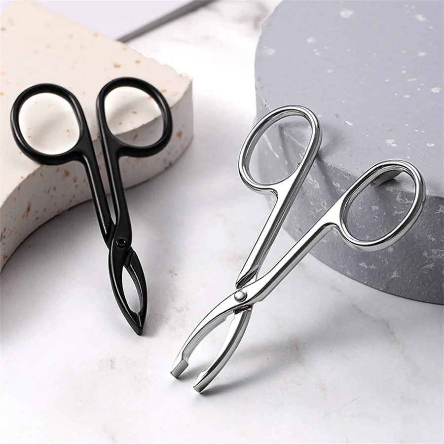 1PC Eyebrow Tweezers Scissor Handle Flat Straight Tip Hair Plucker Stainless Steel Brow Tweezers Slanted Tip Shaped Eyebrow Clip