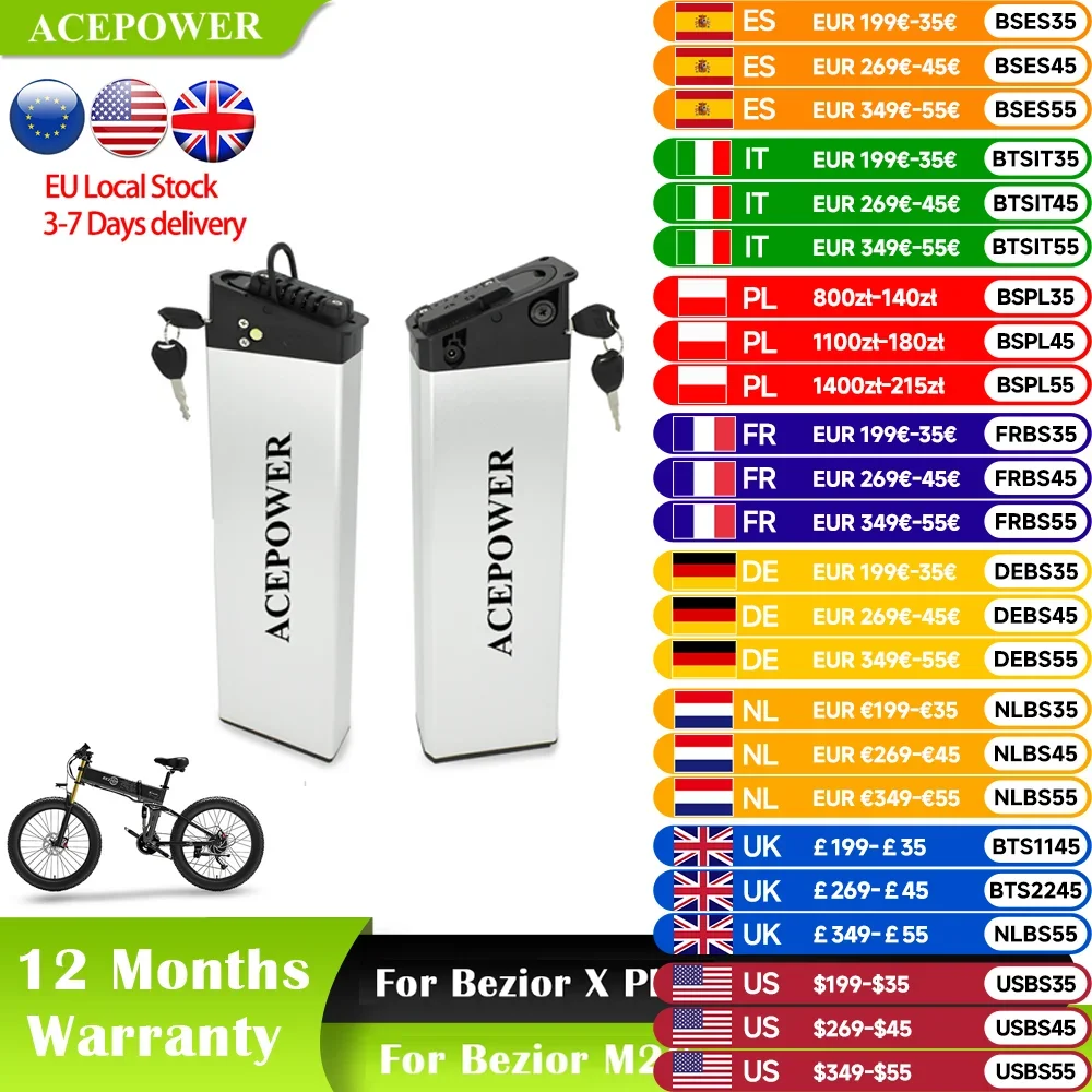 

48V 52V Battery for Bezior X500/X500 Pro/X1500/X1000/M26/XF200/X plus Folding Electric Bike Compatible with Bezior Ebike