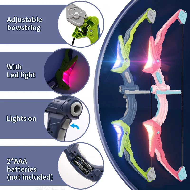 어린이 활과 화살 어린이 양궁 장난감 정장 사냥 슈팅 장난감 야외 스포츠 빨판 빛나는 대형 부드러운 장난감 어린이 선물