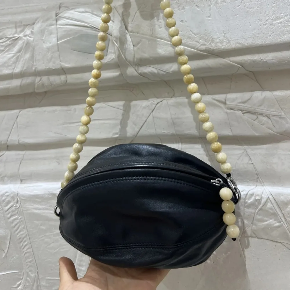 

Нишевая сумка-цепочка премиум-класса с бусинами, осень-зима 2022, овчина растительного дубления, жемчужная сумка-клатч, индивидуальный клатч