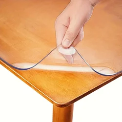 1.5mm Clear Desk Mat Waterproof Plastic Table Cover Protector Crystal Vinyl Tablecloth Clear Desk Pad Protector Easy to Clear