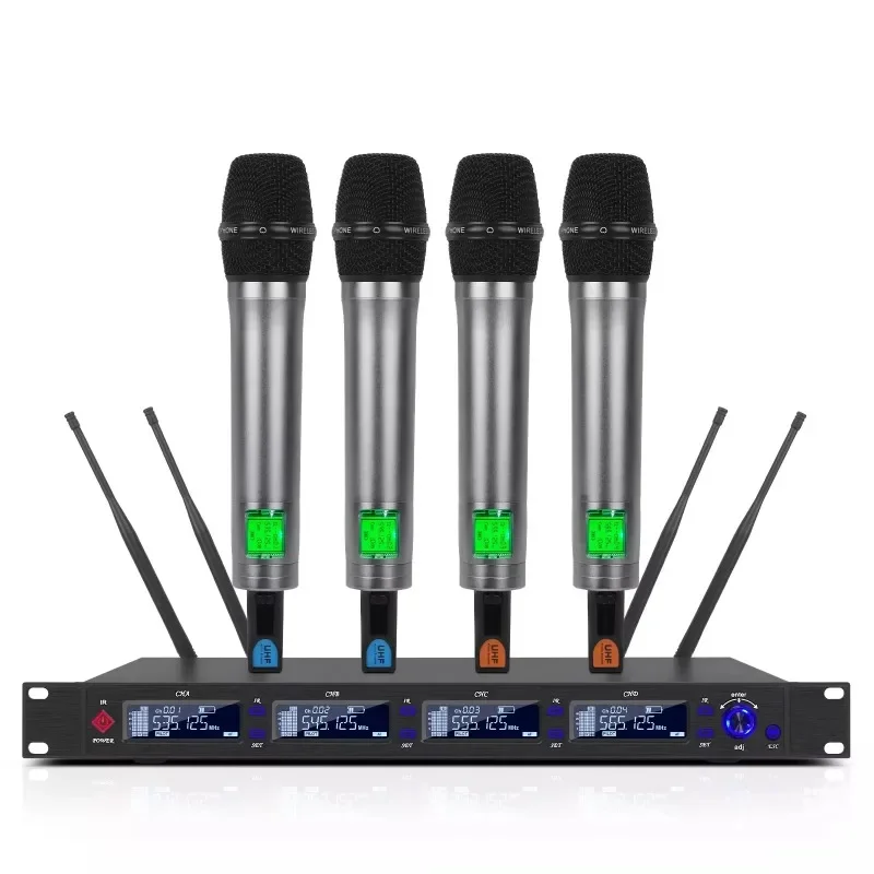 Профессиональная беспроводная микрофонная система UWM-4210 UHF с 4 каналами, многофункциональная беспроводная микрофонная система