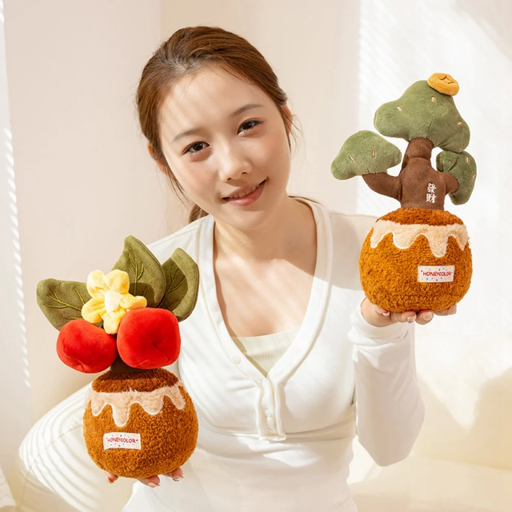 실물 같은 화분 모양 봉제 인형 행운의 부자나무 재미있는 마스코트 꽃 부드러운 홈 테이블 자동차 장식 멋진 선물