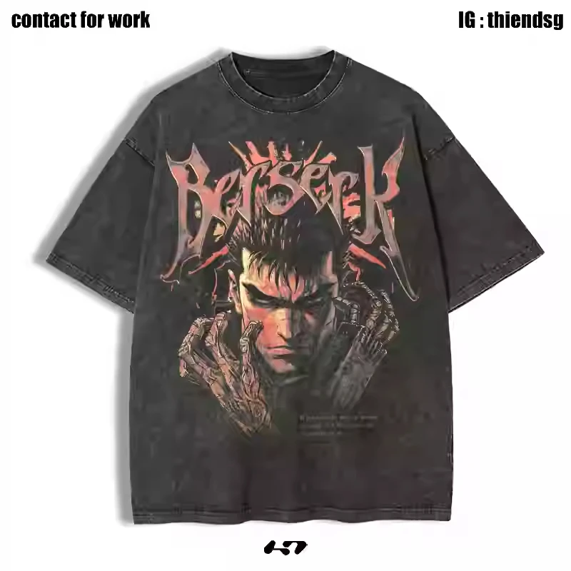 

2025 Berserk Sword Legend Chigos Black Swordsman Men's and Women's Cotton Printed Short Long Sleeve T-shirt T-shirt High Quality