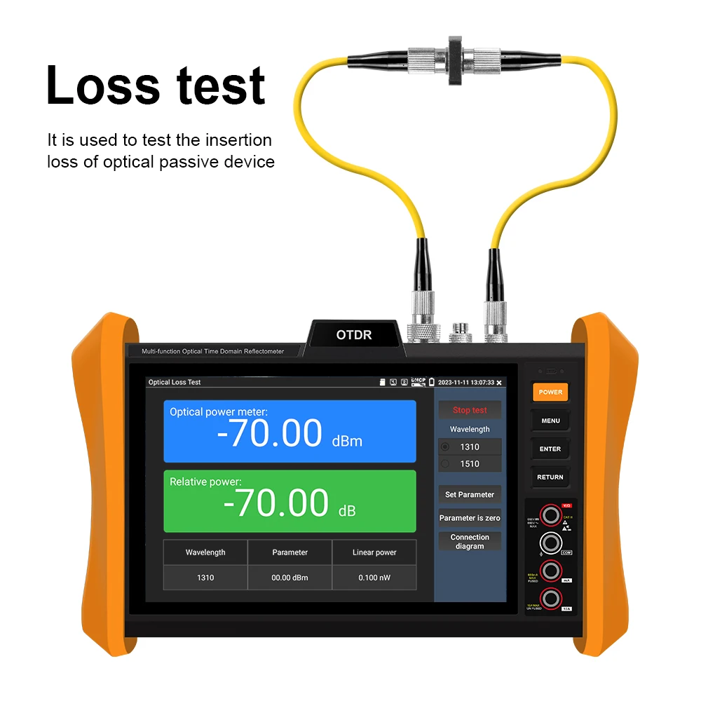8-Inch OTDR Optical Fiber Network Cable Test PDF Report Event Map UTP RJ45 TDR cable test Gigabit SFP optical fiber module port