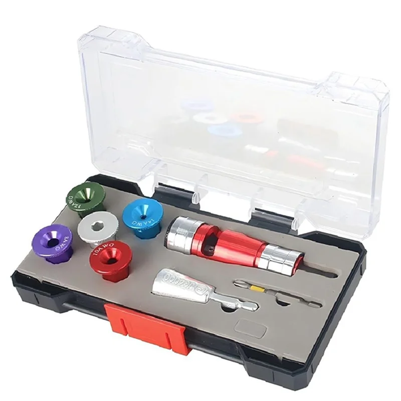 

AT19-средство для зачистки проводов для дрели, инструмент для зачистки и скручивания проводов для 6/8/10/12/14AWG, портативный скручиватель гаек для электрической дрели