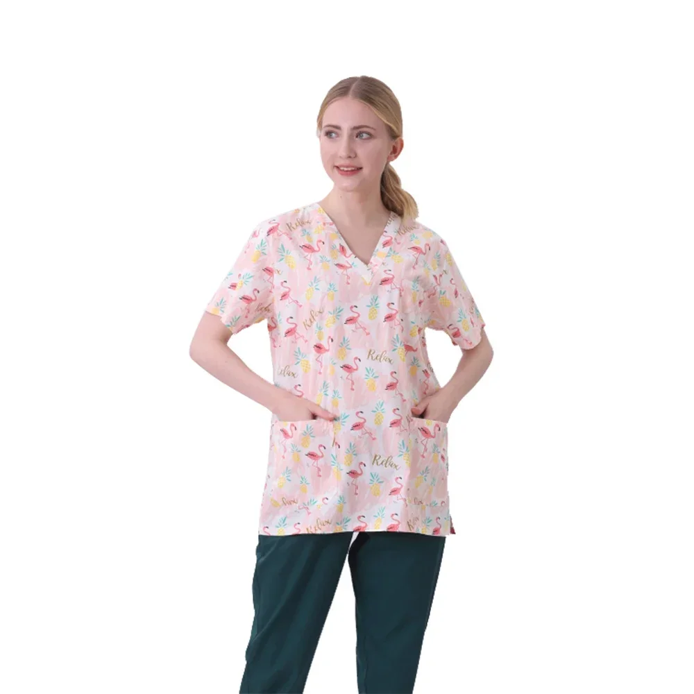 Hospital Overall Scrub Tops Women Dentist Working Uniform Nurse Scrub Uniformes Hospital Workwear Beauty Salon Pharmacy Clothes