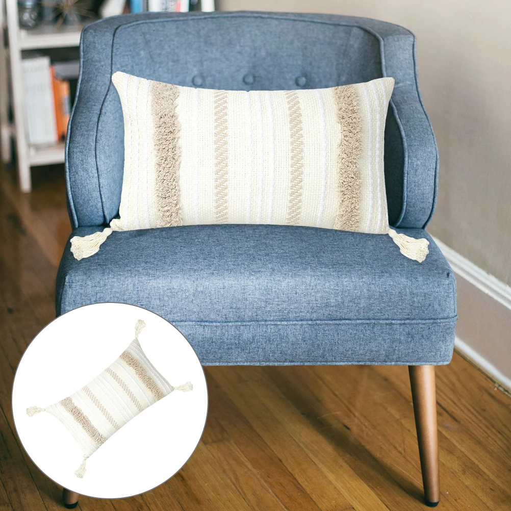 

Cotton Woven Tassel Pillow Cover Macrame Throw Pillowcase for Sofa Bed Living Room Decor Simple Elegant Home Cushion Case