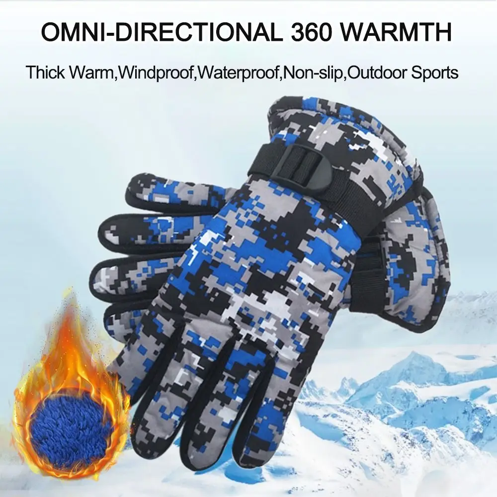 Kids Gloves Winter Fleece Warm Camouflage Gloves Children Fashion Boys And Girls Thick Ski Outdoor Mittens 7-13 Years Old